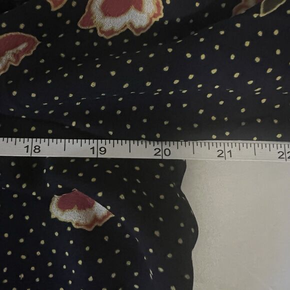 Lauren Conrad Long Sleeve SquareNeck Blouse, Navy W Yellow Dots+Coral Florals, M - Picture 14 of 15